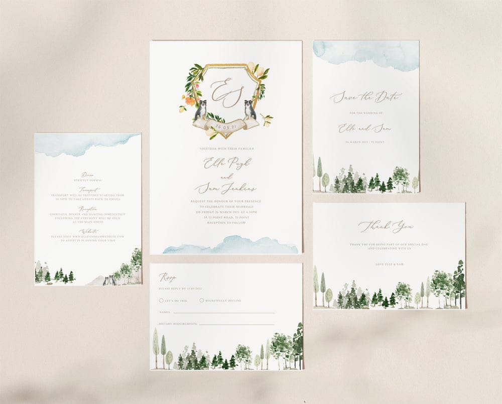 Watercolour Wedding Invitation Suite