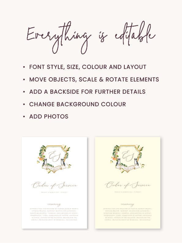 Watercolour Wedding Order of Service Template
