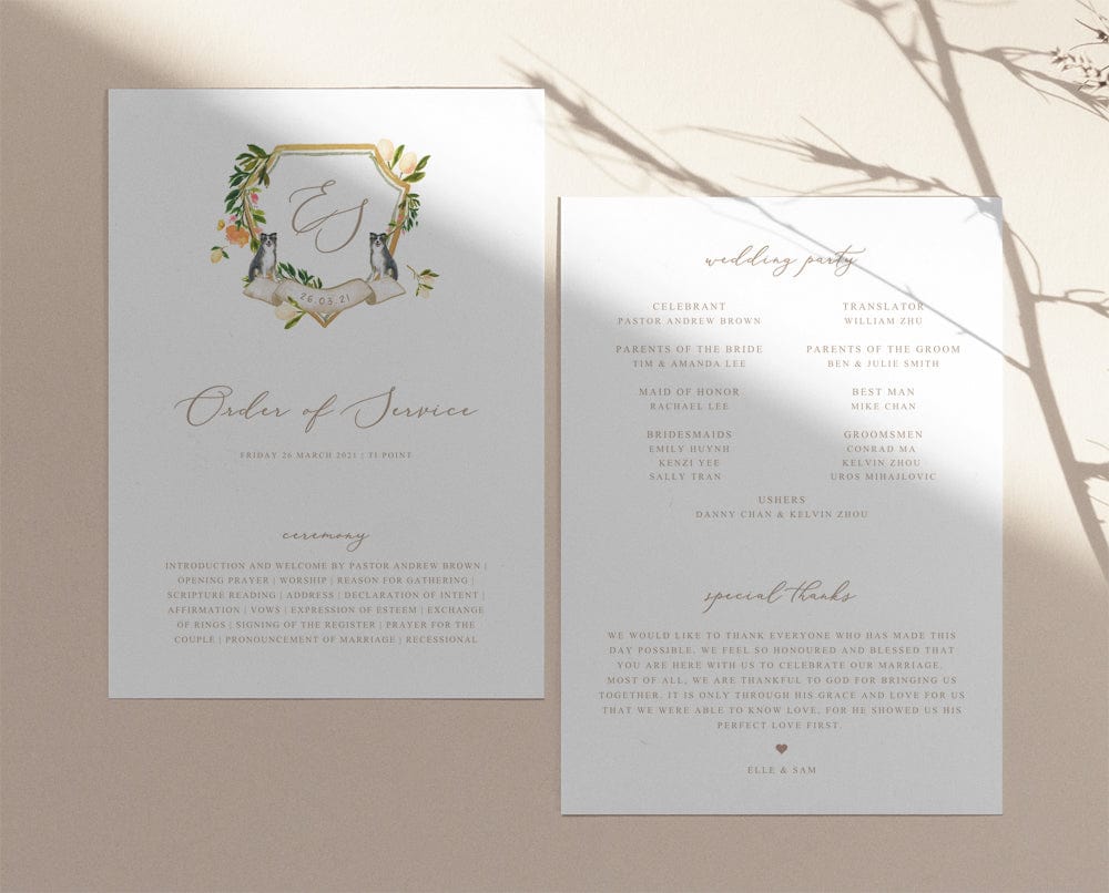 Watercolour Wedding Order of Service Template