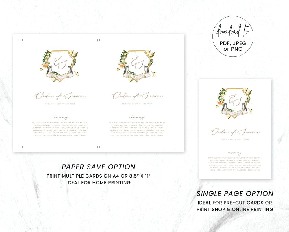 Watercolour Wedding Order of Service Template