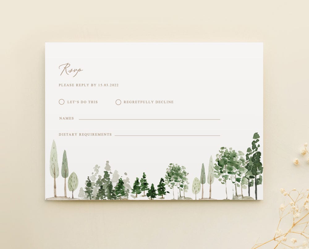 Watercolour Wedding RSVP Card Template