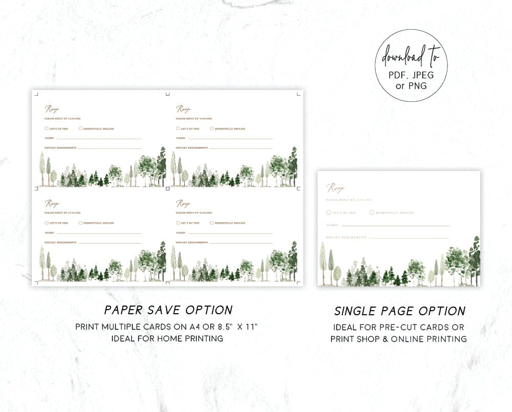 Watercolour Wedding RSVP Card Template