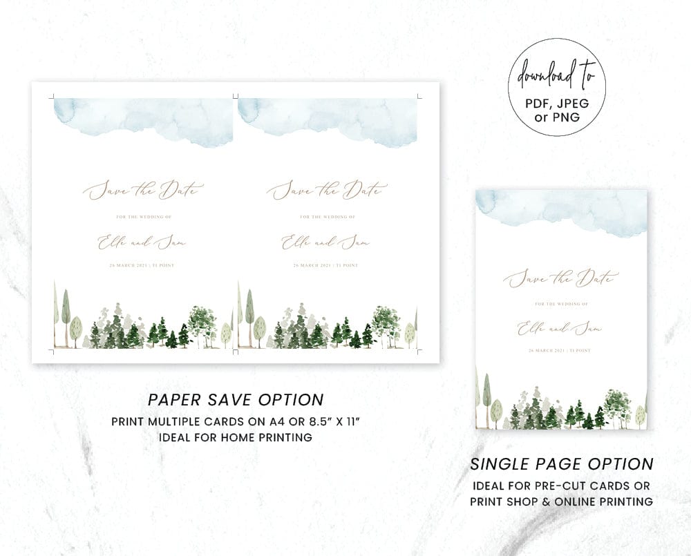 Watercolour Wedding Save The Date Card Template