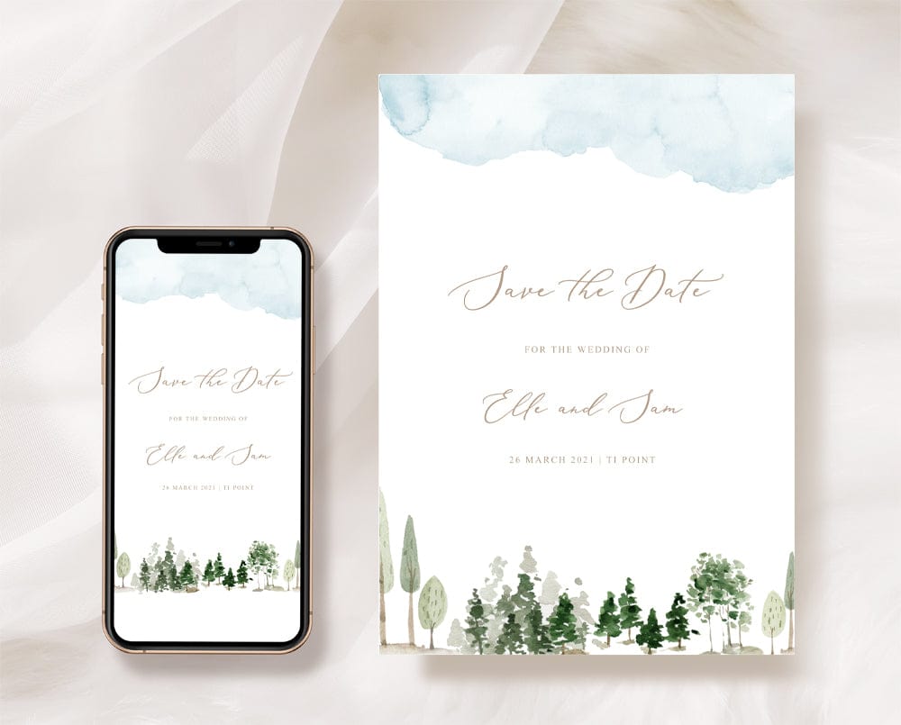 Watercolour Wedding Save The Date Card Template