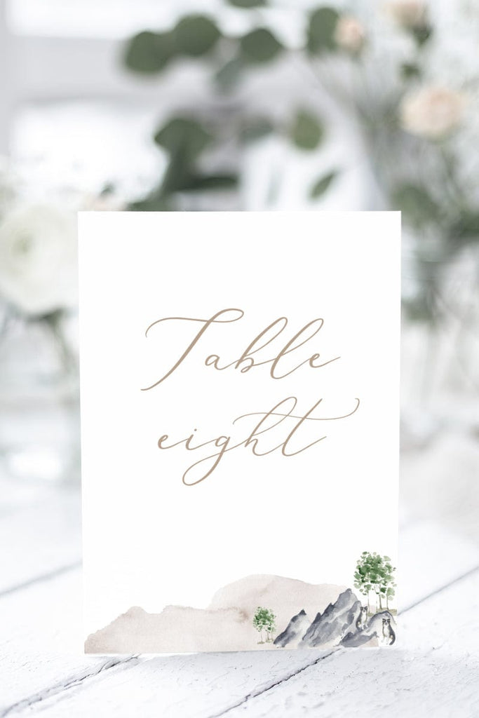 Watercolour Wedding Table Number Card Template