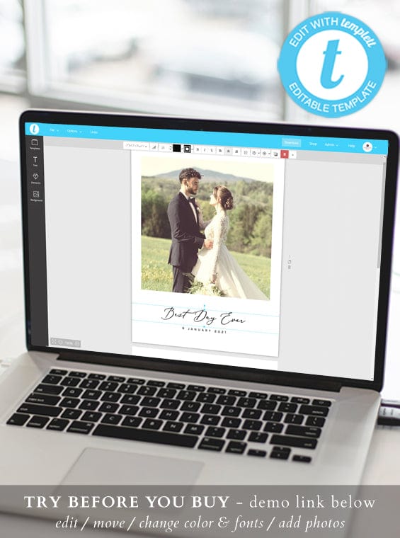 Wedding Photo Thank You Postcard Template