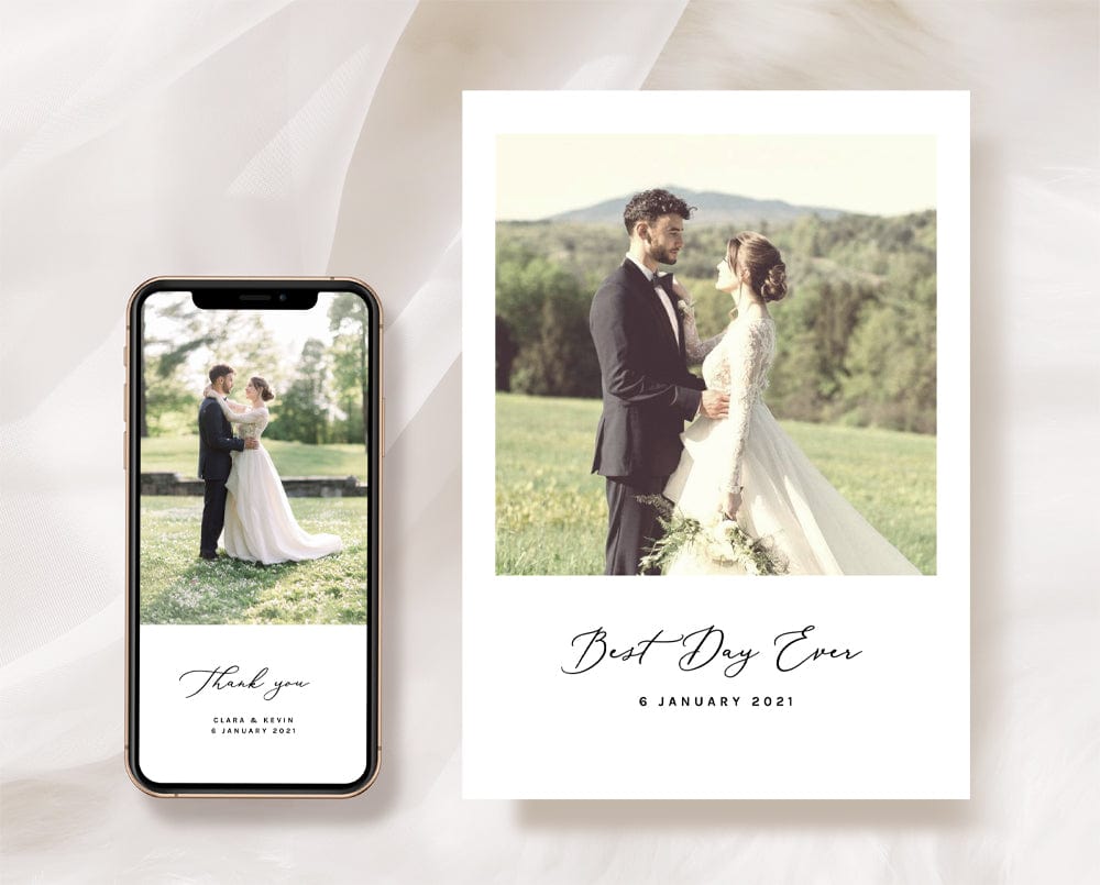 Wedding Photo Thank You Postcard Template